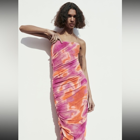 ZARA PRINTED TULLE DRESS NWT Barbie - Picture 3 of 8